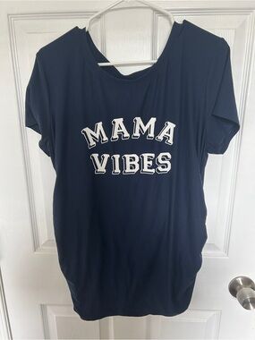 Time and Tru Navy 'MAMA VIBES' Short Sleeve Tee